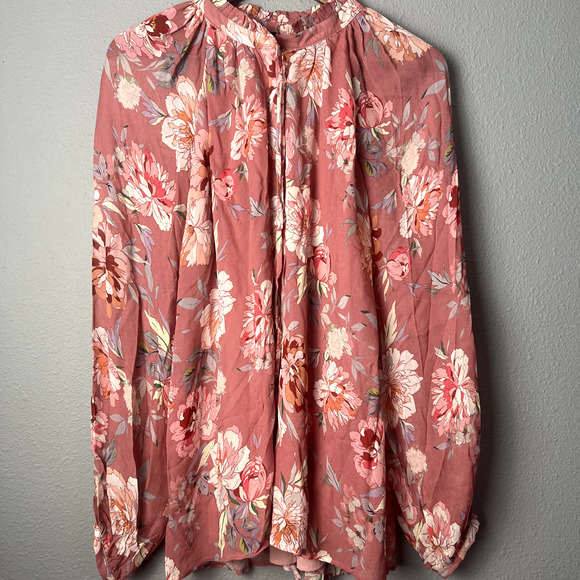 Yumi Kim Womens Large Sundown Viscose‎ Top Celestica Rose Floral Ruffled Collar - Picture 2 of 12